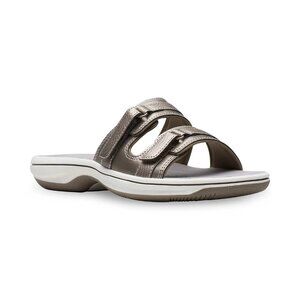 Clarks Women's Cloudsteppers Breeze Piper Comfort Slides Pewter Size 9M